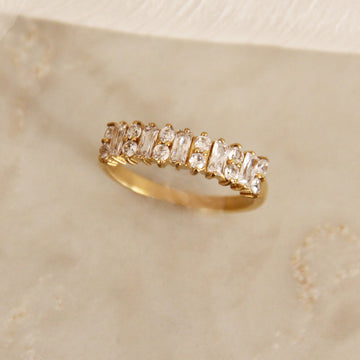 BAGUETTE AND ROUND CZ SEMI ETERNITY BAND