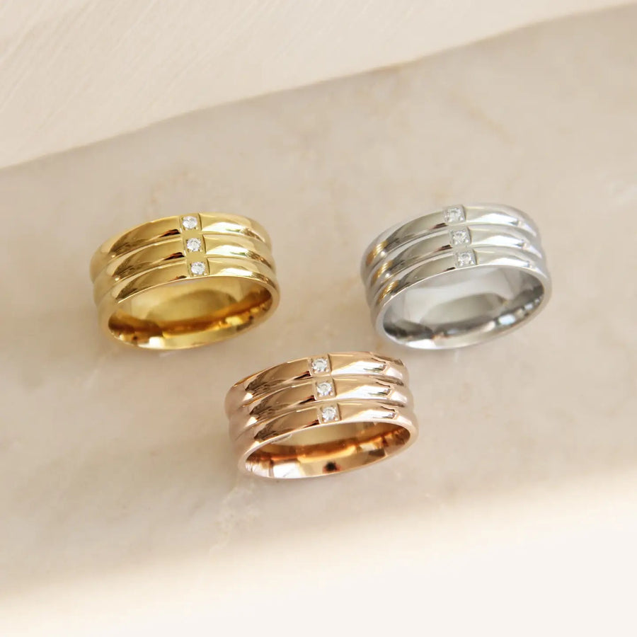 LAYERED 3 CZ CIGAR BAND