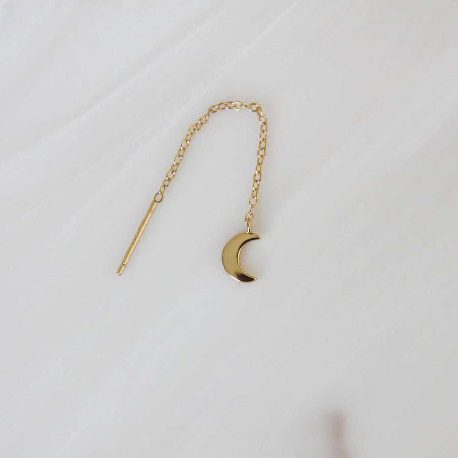 MOON THREADER EARRING (SINGLE or PAIR)