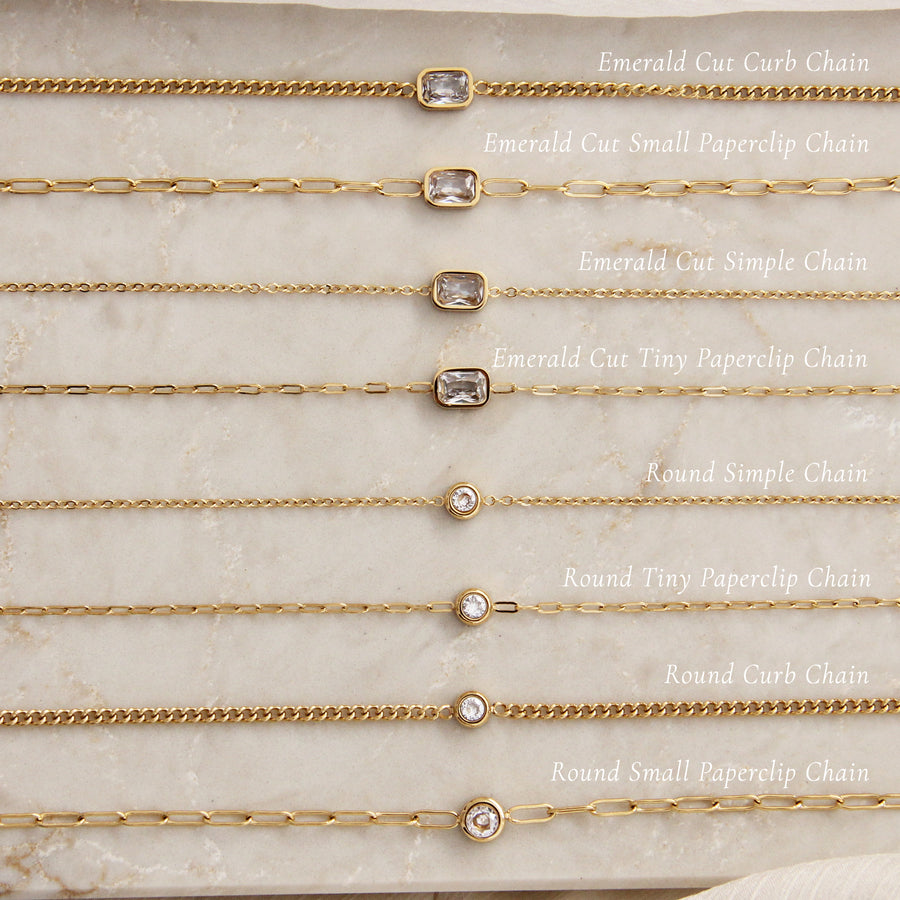 CZ BEZEL CHAIN NECKLACE