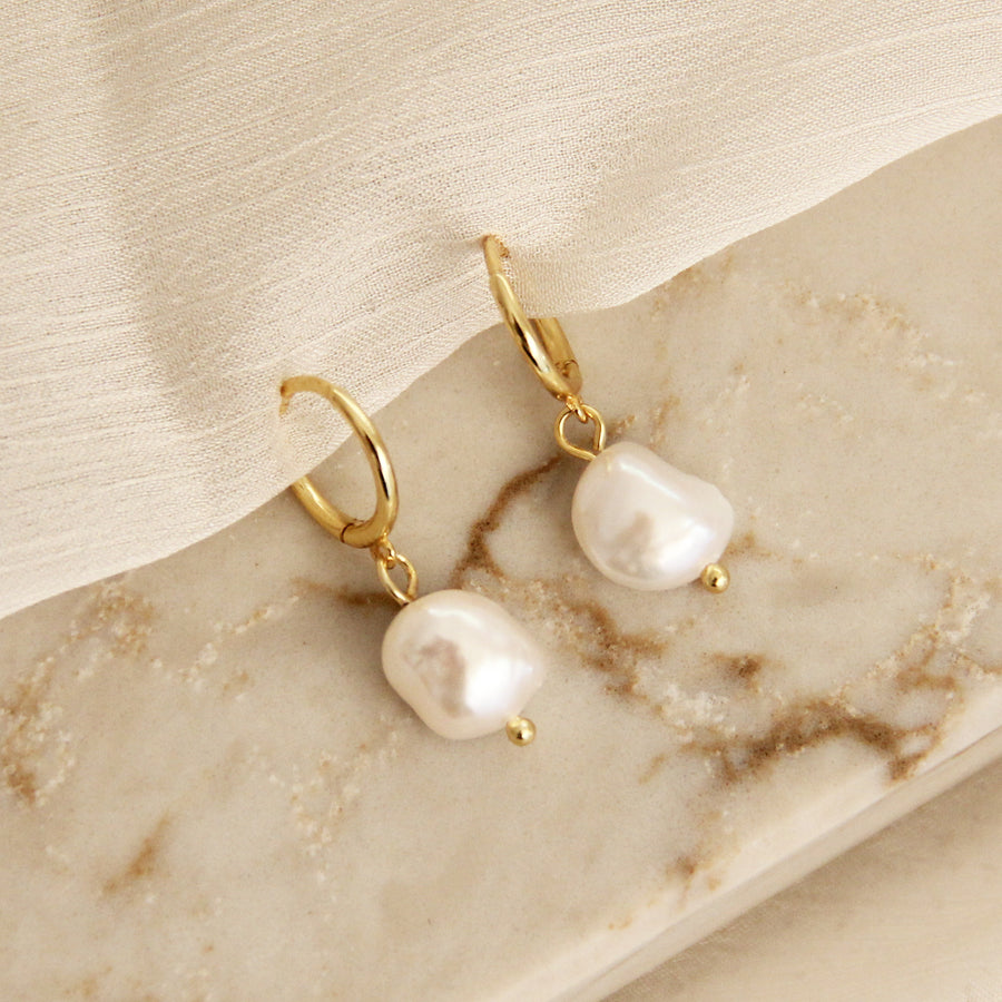 PEARL DROP HOOPS